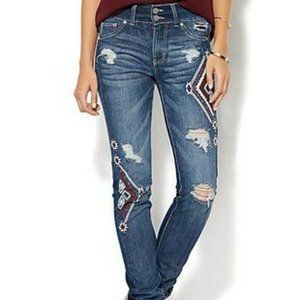 Donating soon- New York & Company Aztec Embroidered Jeans